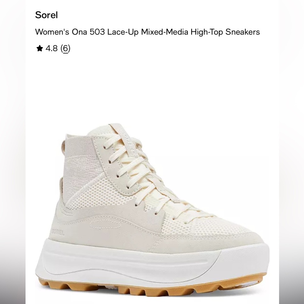 Sorel Women's Ona 503 Cream High-Top Sneakers sz 8.5
